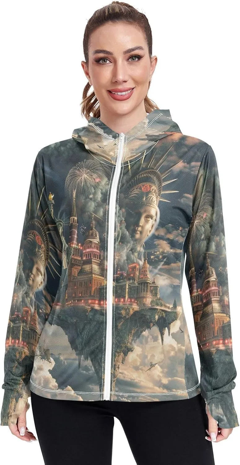 Hoodie Graphic Long Sleeve Cooling Shirt UPF 50  Protection Zip Up Jacket Hiking Outdoor Performance