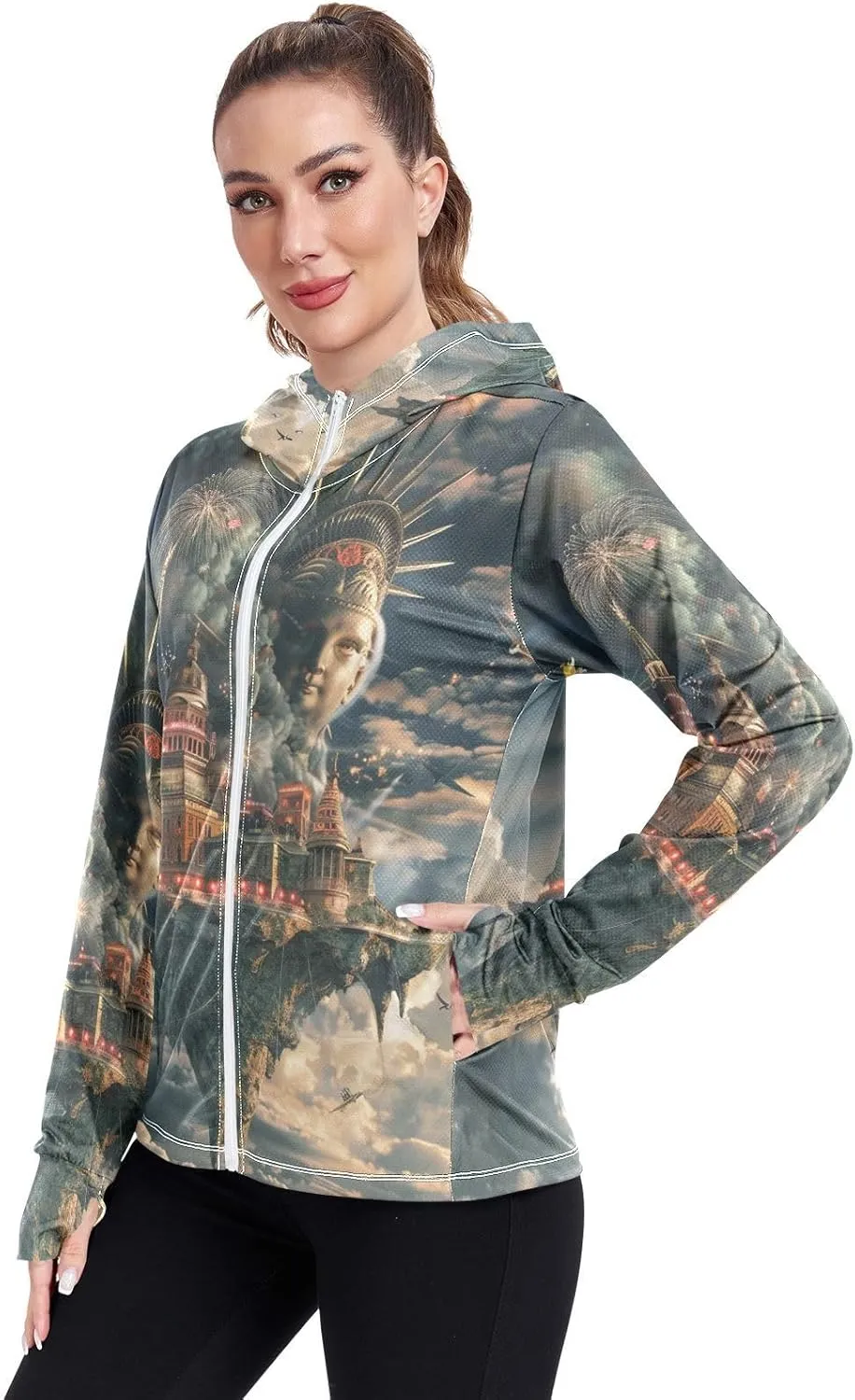 Hoodie Graphic Long Sleeve Cooling Shirt UPF 50  Protection Zip Up Jacket Hiking Outdoor Performance