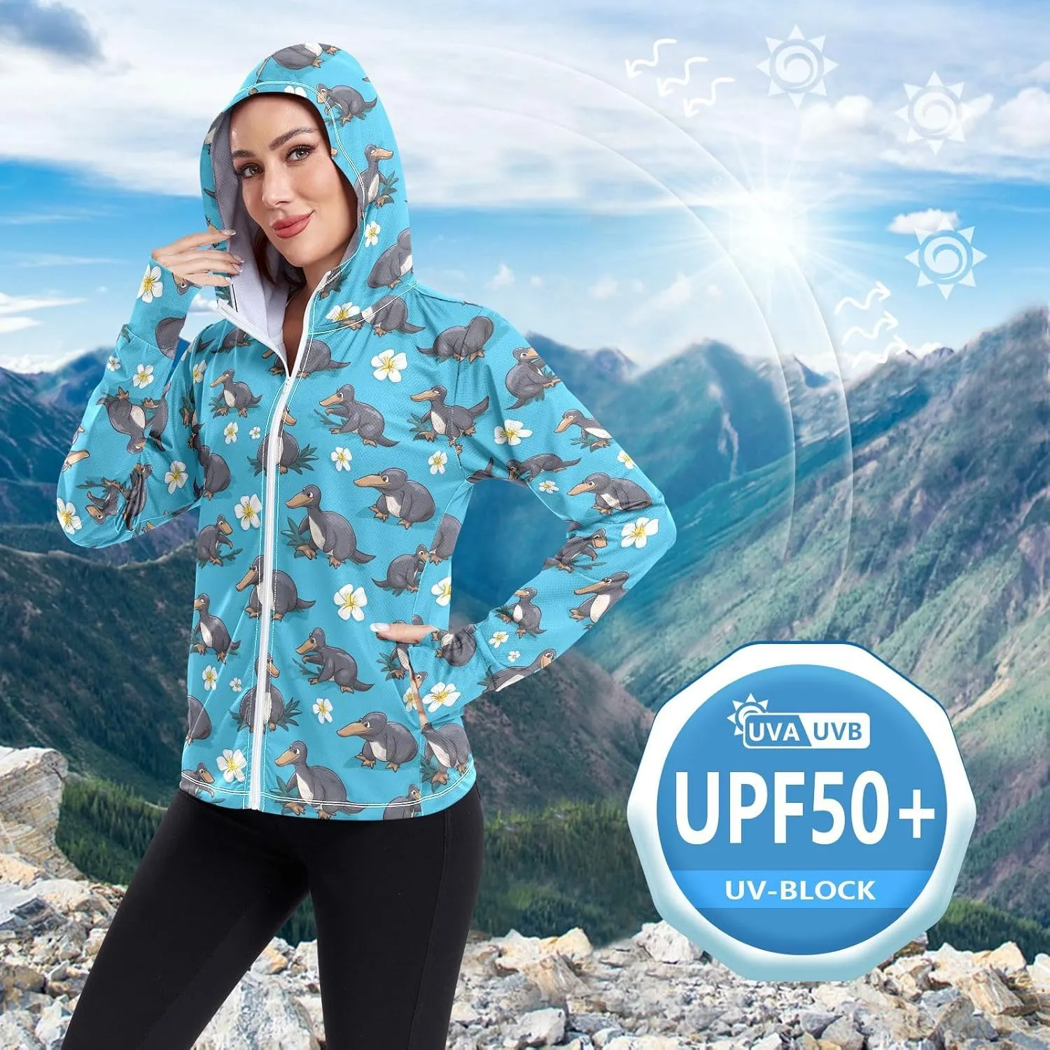 Hoodie Women with Pockets Cooling Shirt UPF 50  Protection Lightweight Jacket for Hiking Outdoor