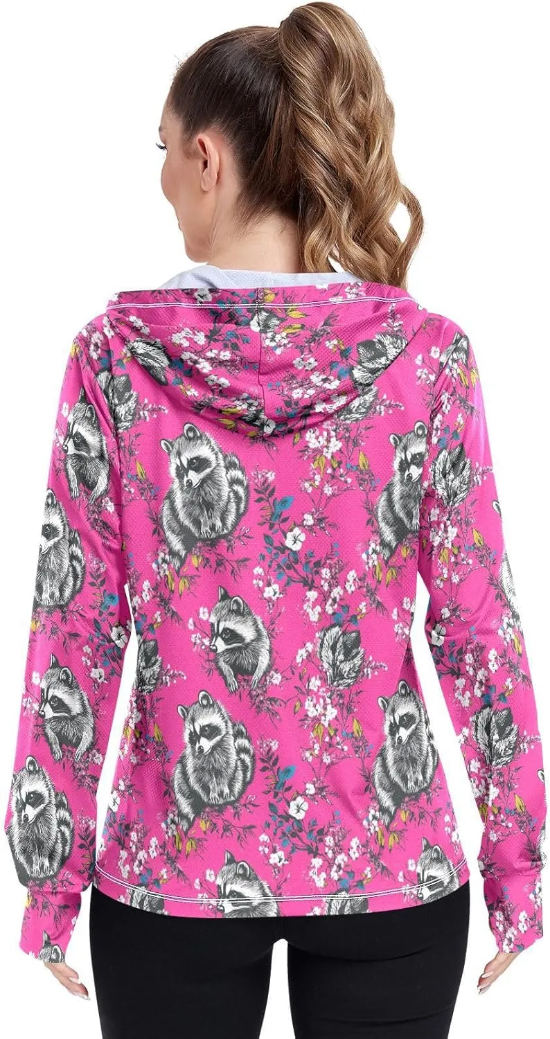 Hoodie Women with Thumb Holes Cooling Shirt UPF 50  Protection Hooded Sweatshirt Hiking Outdoor Performance