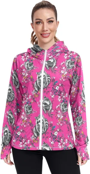 Hoodie Women with Thumb Holes Cooling Shirt UPF 50  Protection Hooded Sweatshirt Hiking Outdoor Performance
