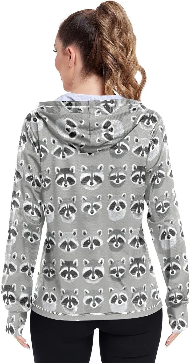 Hoodie Women with Thumb Holes Cooling Shirt UPF 50  Protection Hooded Sweatshirt Hiking Outdoor Performance