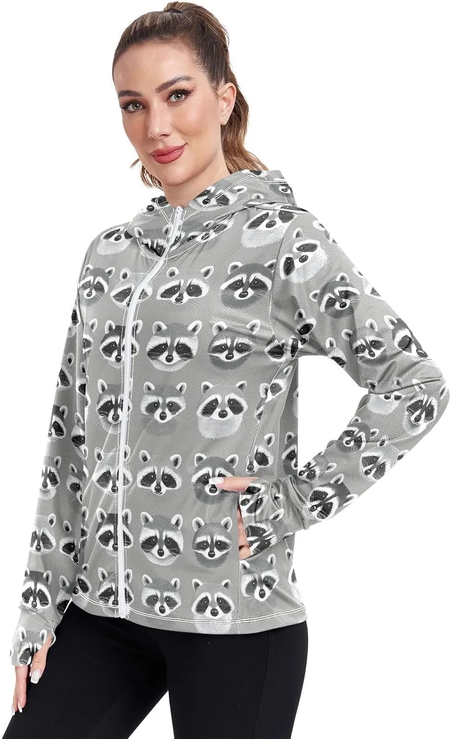 Hoodie Women with Thumb Holes Cooling Shirt UPF 50  Protection Hooded Sweatshirt Hiking Outdoor Performance