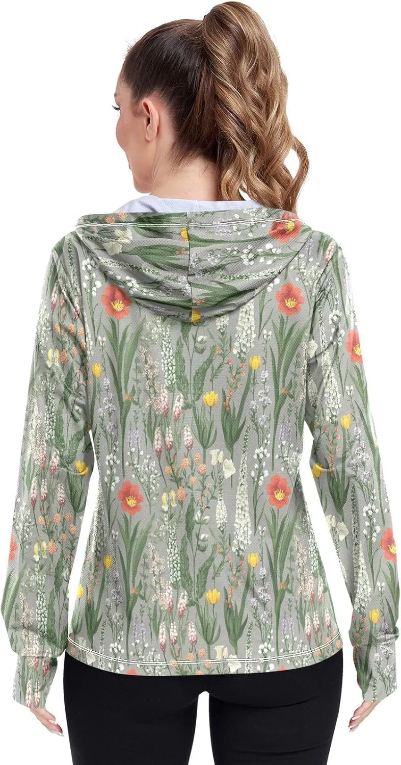 Hoodies for Women Zip Up with Pockets Cooling Shirt UPF 50  Protection Gym People Sweatshirt Hiking Outdoor