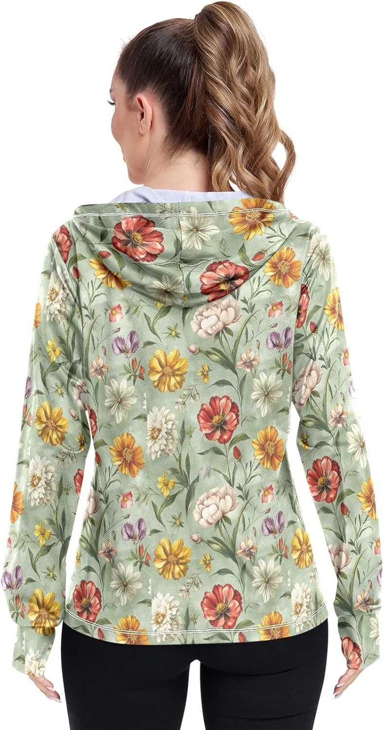 Hoodies for Women Zip Up with Pockets Cooling Shirt UPF 50  Protection Gym People Sweatshirt Hiking Outdoor