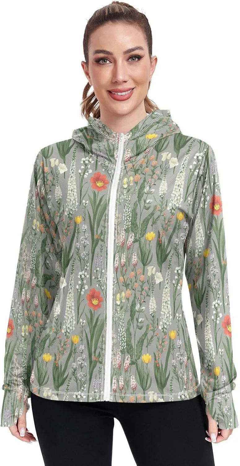 Hoodies for Women Zip Up with Pockets Cooling Shirt UPF 50  Protection Gym People Sweatshirt Hiking Outdoor