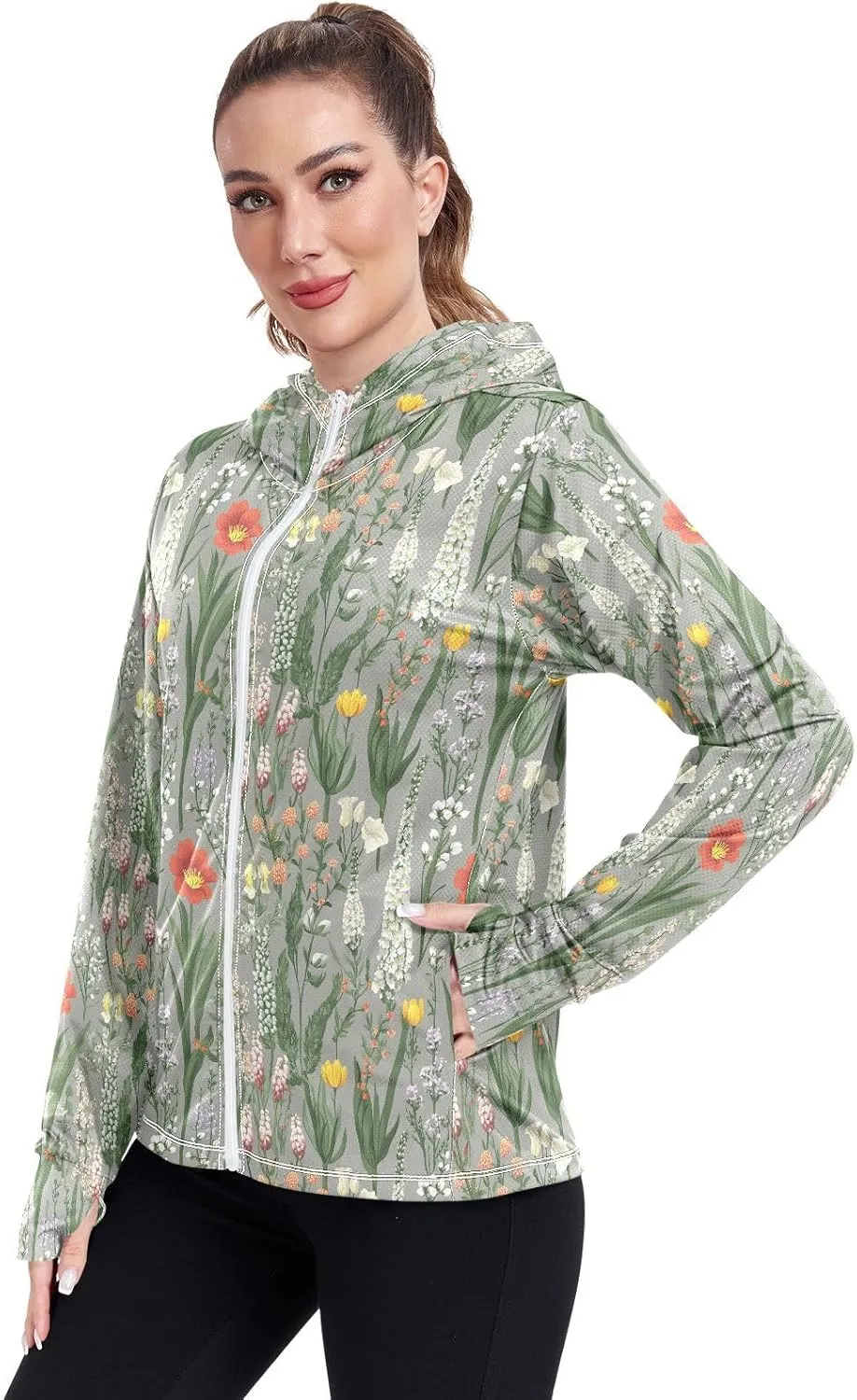 Hoodies for Women Zip Up with Pockets Cooling Shirt UPF 50  Protection Gym People Sweatshirt Hiking Outdoor