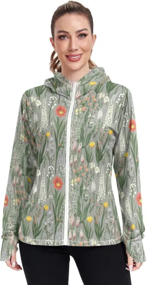 Hoodies for Women Zip Up with Pockets Cooling Shirt UPF 50  Protection Gym People Sweatshirt Hiking Outdoor