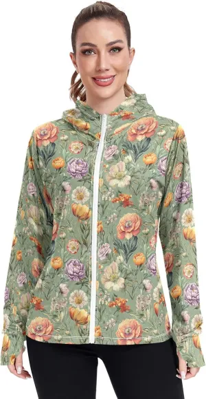 Hoodies for Women Zip Up with Pockets Cooling Shirt UPF 50  Protection Gym People Sweatshirt Hiking Outdoor