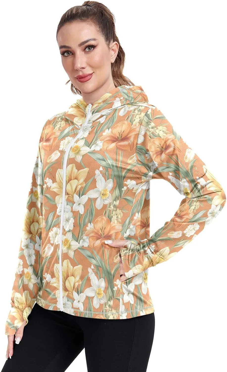 Hoodies for Women Zip Up with Pockets Cooling Shirt UPF 50  Protection Gym People Sweatshirt Hiking Outdoor