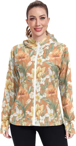 Hoodies for Women Zip Up with Pockets Cooling Shirt UPF 50  Protection Gym People Sweatshirt Hiking Outdoor