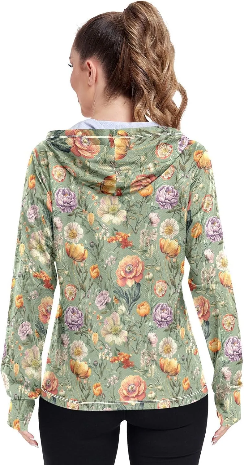Hoodies for Women Zip Up with Pockets Cooling Shirt UPF 50  Protection Gym People Sweatshirt Hiking Outdoor