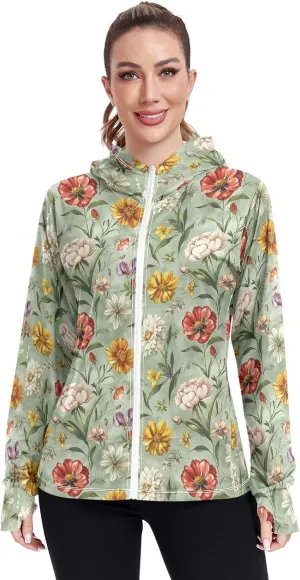 Hoodies for Women Zip Up with Pockets Cooling Shirt UPF 50  Protection Gym People Sweatshirt Hiking Outdoor