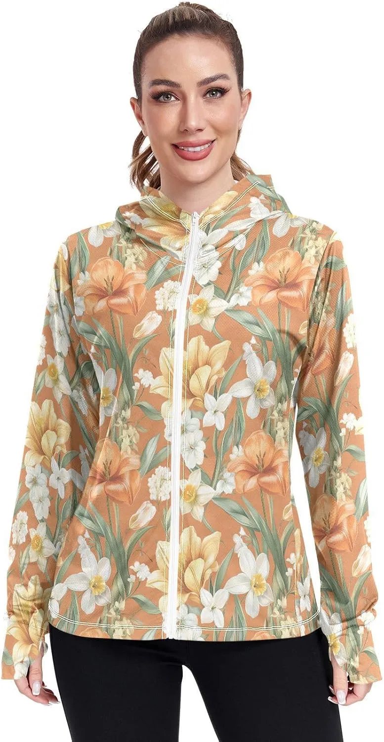Hoodies for Women Zip Up with Pockets Cooling Shirt UPF 50  Protection Gym People Sweatshirt Hiking Outdoor