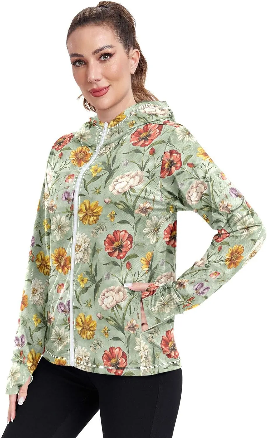 Hoodies for Women Zip Up with Pockets Cooling Shirt UPF 50  Protection Gym People Sweatshirt Hiking Outdoor