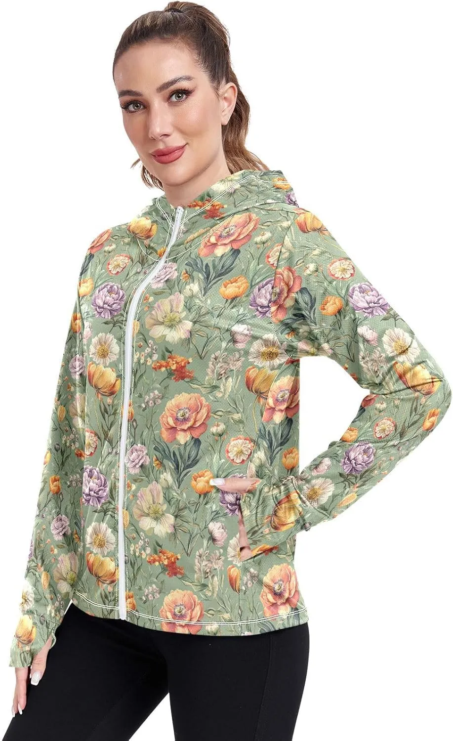 Hoodies for Women Zip Up with Pockets Cooling Shirt UPF 50  Protection Gym People Sweatshirt Hiking Outdoor