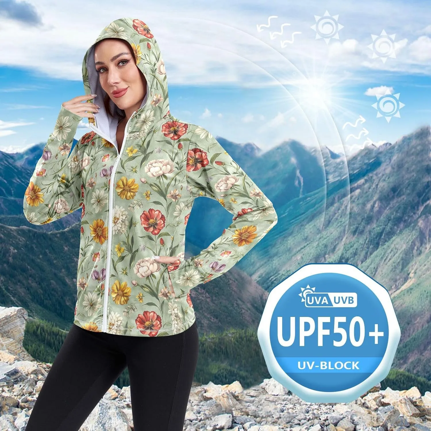 Hoodies for Women Zip Up with Pockets Cooling Shirt UPF 50  Protection Gym People Sweatshirt Hiking Outdoor