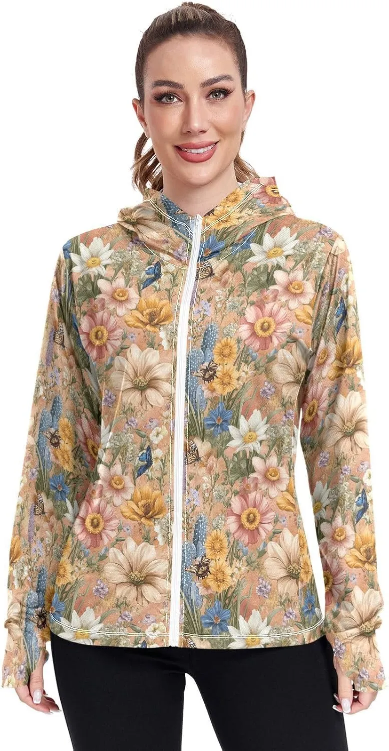 Hoodies Woman with Thumb Holes Cooling Shirt UPF 50  Protection Gym People Sweatshirt for Hiking Outdoor