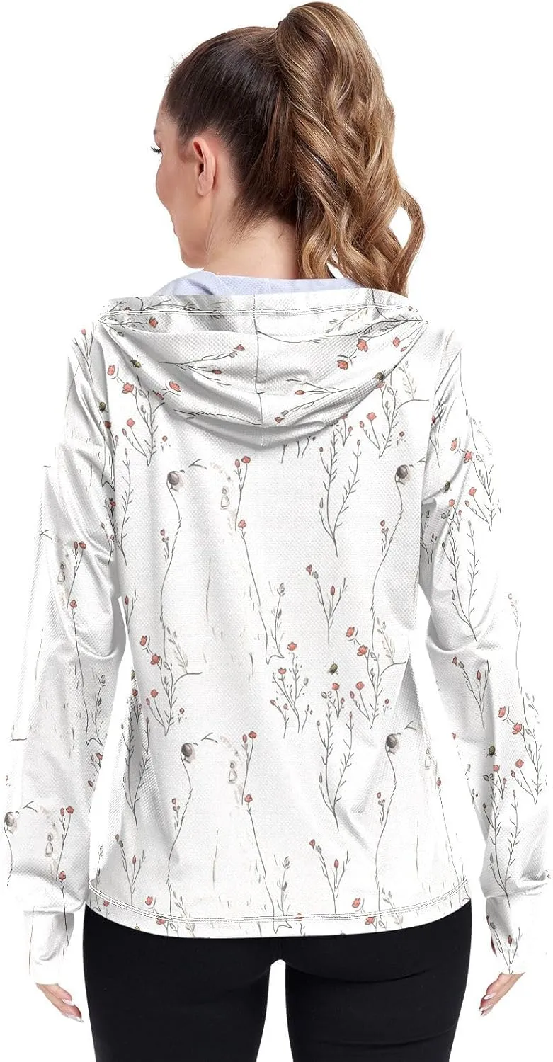 Hoodies Woman with Thumb Holes Swim Shirts UPF 50  Protection Workout Sweatshirt Hiking Outdoor Performance