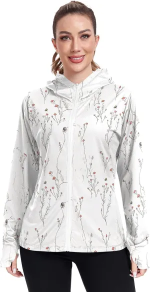 Hoodies Woman with Thumb Holes Swim Shirts UPF 50  Protection Workout Sweatshirt Hiking Outdoor Performance