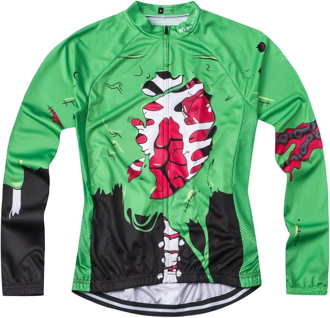 Hotlion Cycling Jersey Men Long Sleeve Bike MTB Top Jacket Cycle Biking T Shirt Bicycle Clothing with Three Rear Pockets