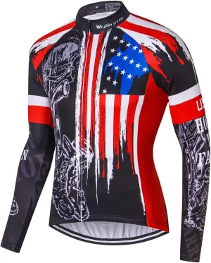 Hotlion Cycling Jersey Men Long Sleeve Bike MTB Top Jacket Cycle Biking T Shirt Bicycle Clothing with Three Rear Pockets
