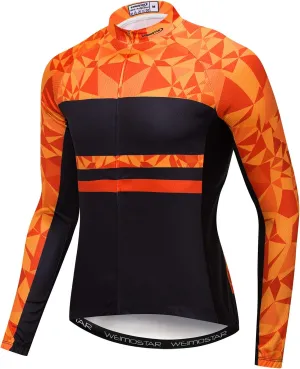 Hotlion Cycling Jersey Men Long Sleeve Bike MTB Top Jacket Cycle Biking T Shirt Bicycle Clothing with Three Rear Pockets