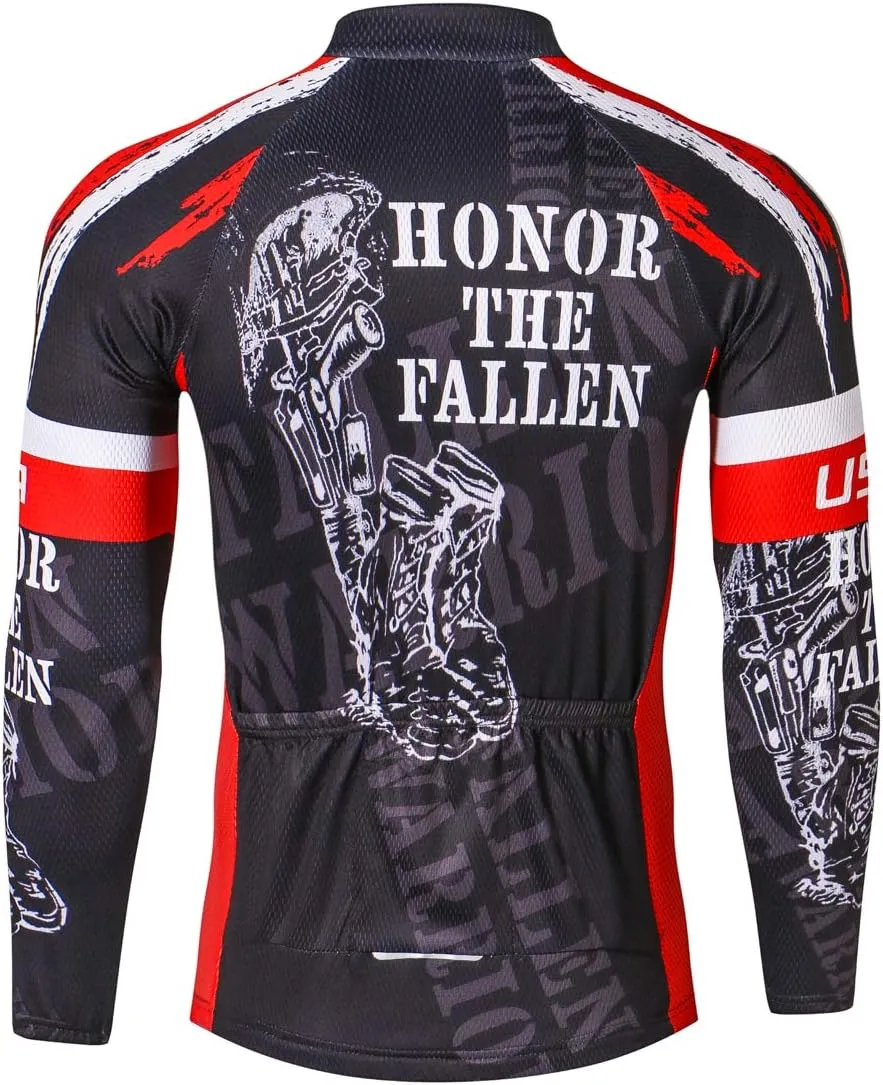 Hotlion Cycling Jersey Men Long Sleeve Bike MTB Top Jacket Cycle Biking T Shirt Bicycle Clothing with Three Rear Pockets