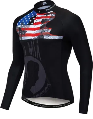 Hotlion Cycling Jersey Men Long Sleeve Bike MTB Top Jacket Cycle Biking T Shirt Bicycle Clothing with Three Rear Pockets
