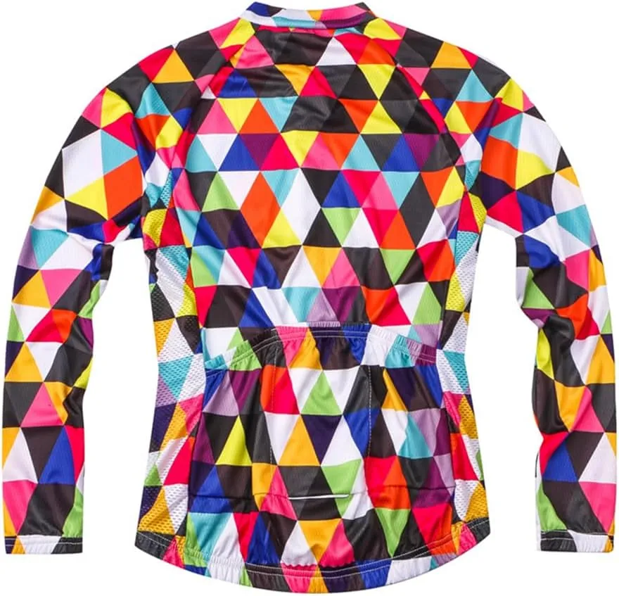 Hotlion Cycling Jersey Men Long Sleeve Bike MTB Top Jacket Cycle Biking T Shirt Bicycle Clothing with Three Rear Pockets