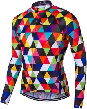 Hotlion Cycling Jersey Men Long Sleeve Bike MTB Top Jacket Cycle Biking T Shirt Bicycle Clothing with Three Rear Pockets