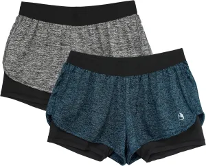 icyzone Running Yoga Shorts for Women - Activewear Workout Exercise Athletic Jogging Shorts 2-in-1