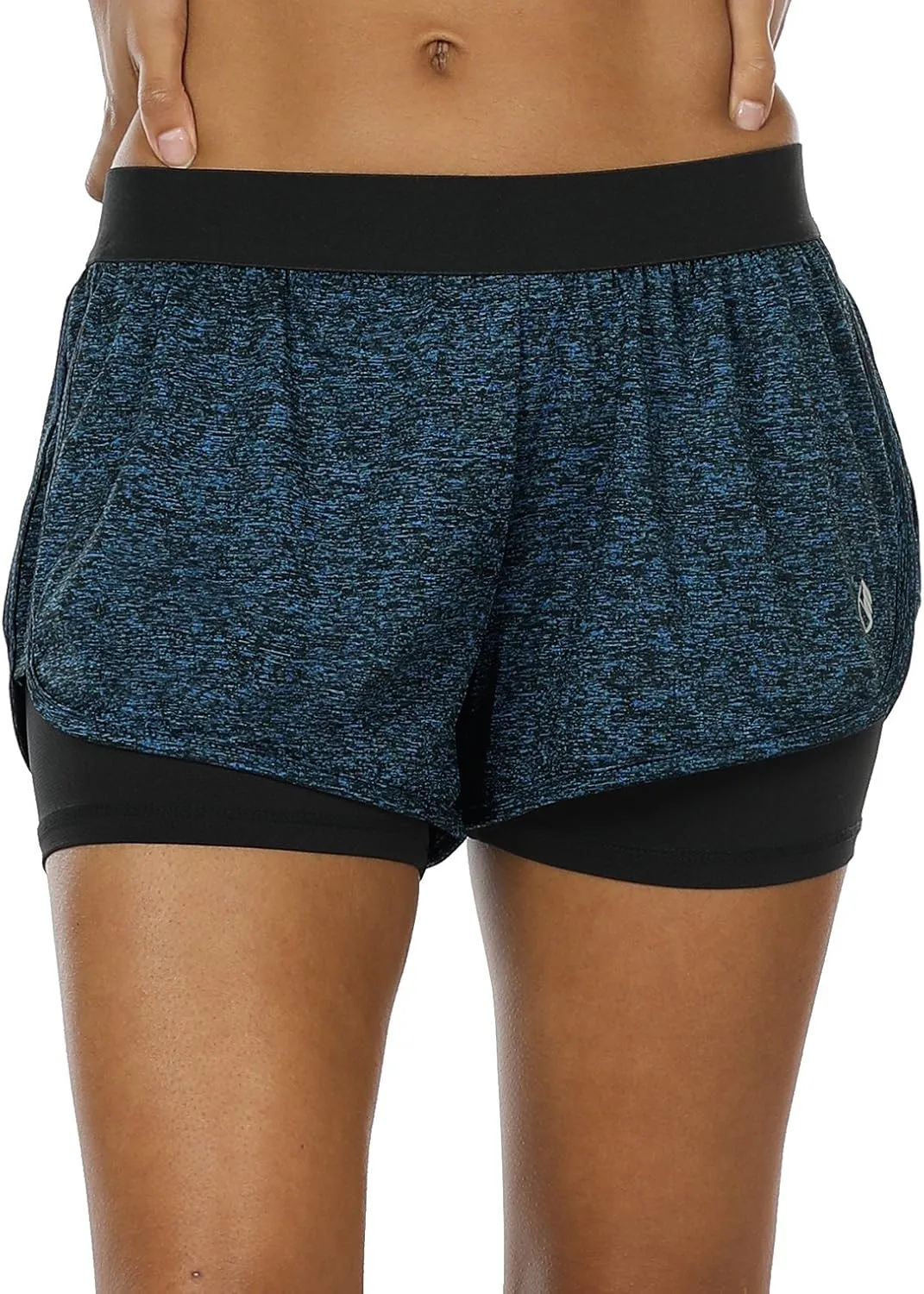 icyzone Running Yoga Shorts for Women - Activewear Workout Exercise Athletic Jogging Shorts 2-in-1
