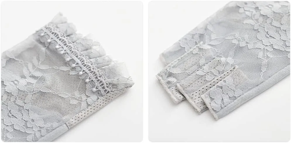 JSEIAJB Lace Short Gloves Women's Thin Section Driving Riding Half Finger Touch Screen