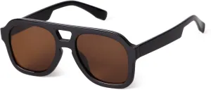 JUDOO Retro 70s Square Flat Aviator Sunglasses for Women Men Trendy Rectangle Double Bridge Geometric Sun Glasses Shades