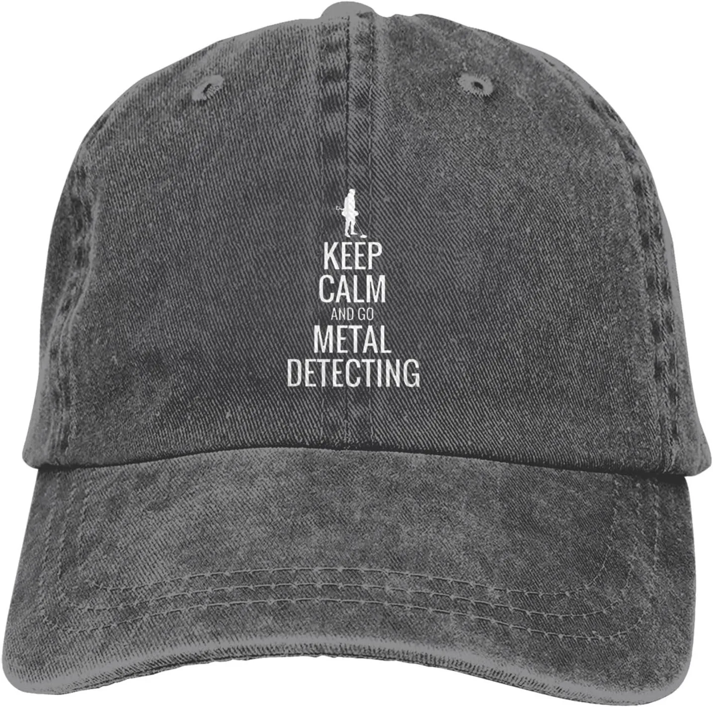 Keep Calm and Go Metal Detecting Sunhat Distressed Washed Denim Cowboy Baseball Cap Funny Trucker Hat Men Women
