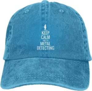 Keep Calm and Go Metal Detecting Sunhat Distressed Washed Denim Cowboy Baseball Cap Funny Trucker Hat Men Women