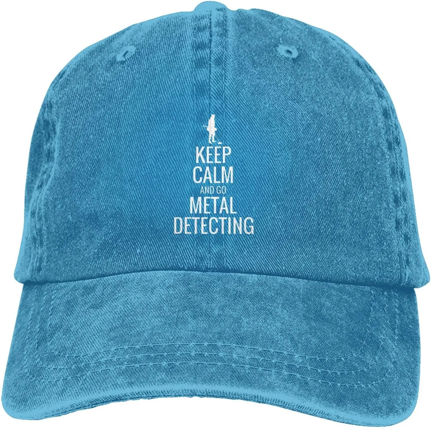Keep Calm and Go Metal Detecting Sunhat Distressed Washed Denim Cowboy Baseball Cap Funny Trucker Hat Men Women