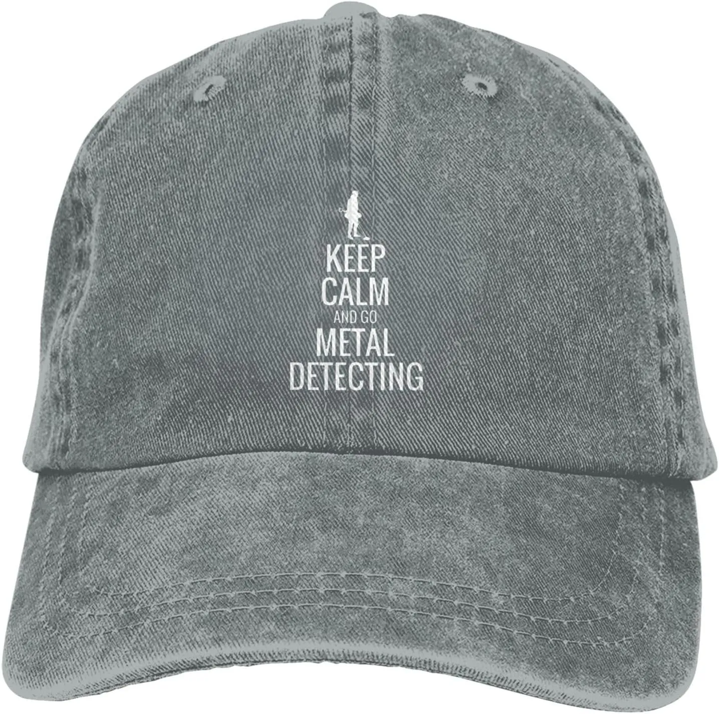 Keep Calm and Go Metal Detecting Sunhat Distressed Washed Denim Cowboy Baseball Cap Funny Trucker Hat Men Women