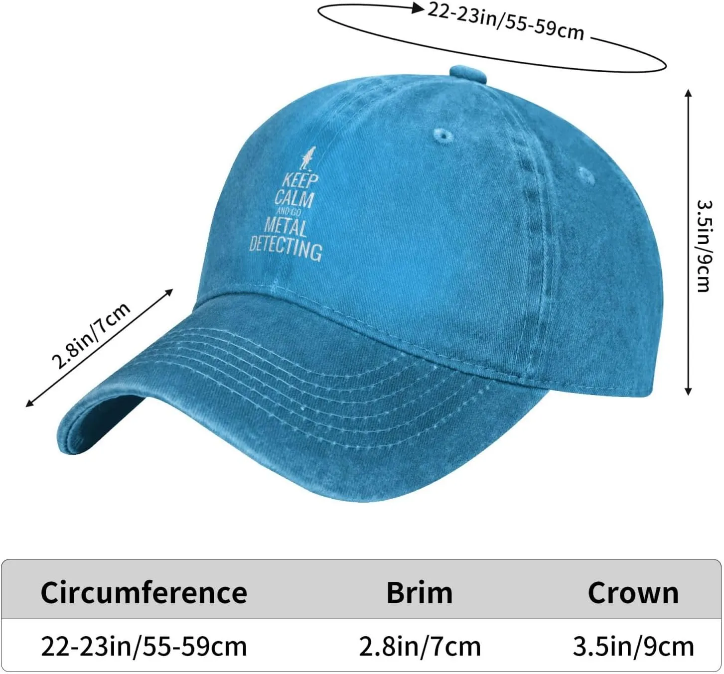 Keep Calm and Go Metal Detecting Sunhat Distressed Washed Denim Cowboy Baseball Cap Funny Trucker Hat Men Women