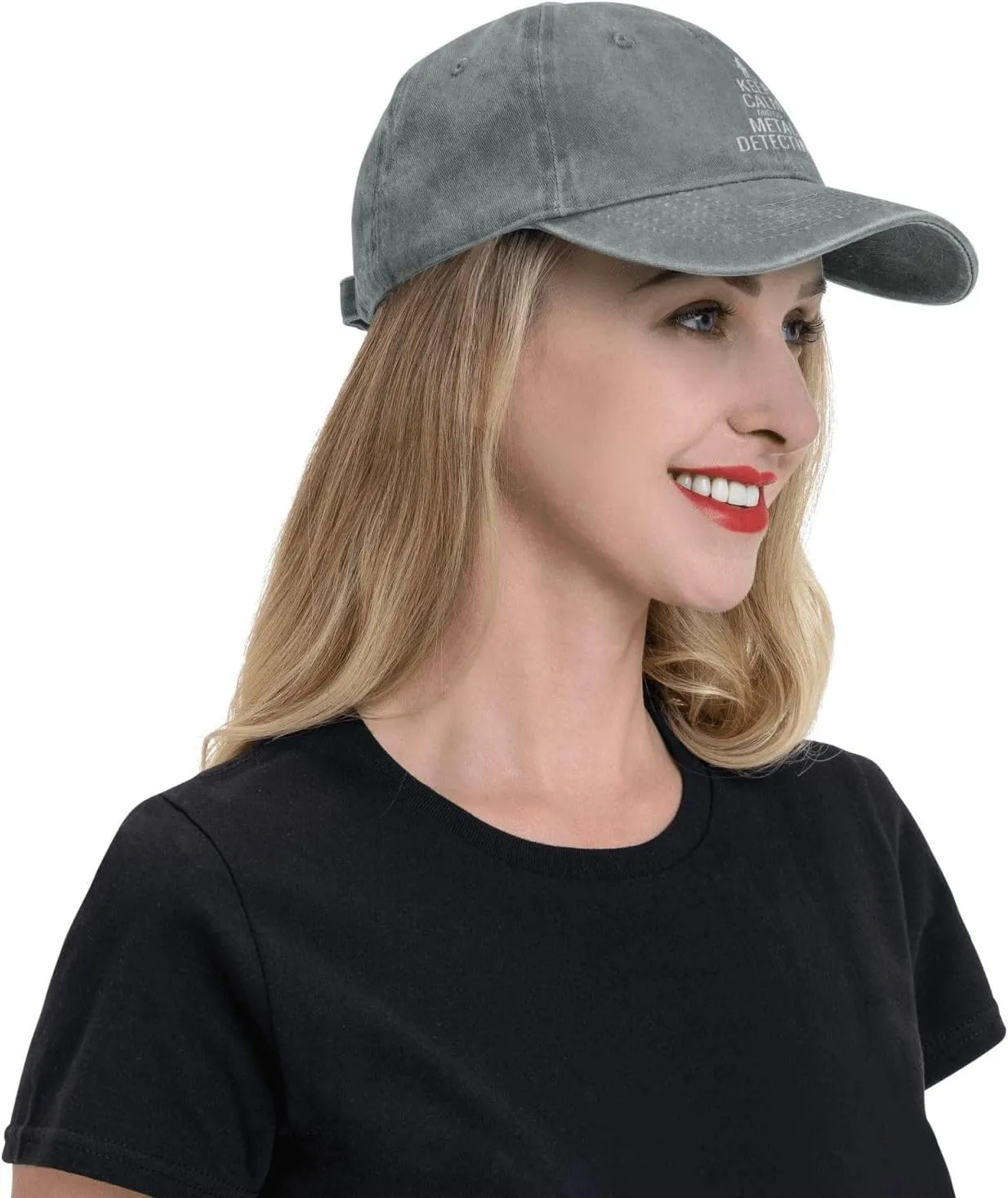 Keep Calm and Go Metal Detecting Sunhat Distressed Washed Denim Cowboy Baseball Cap Funny Trucker Hat Men Women