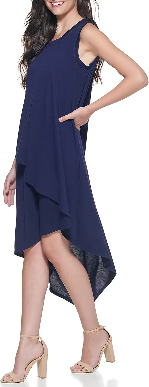 kensie Women's Sleevless High Low Midi Dress