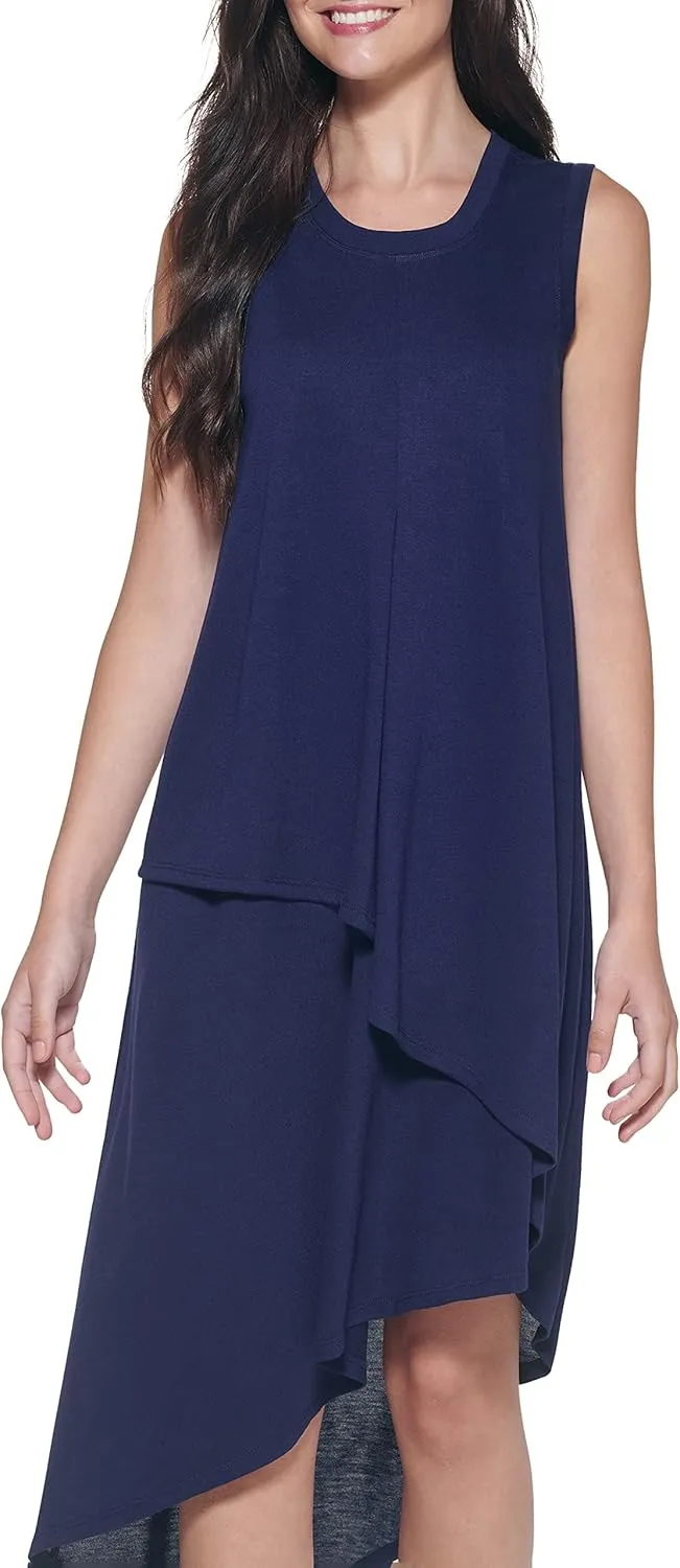 kensie Women's Sleevless High Low Midi Dress