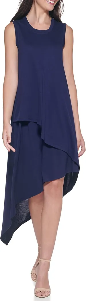 kensie Women's Sleevless High Low Midi Dress