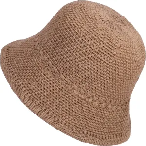 Khaki Mesh Woven Foldable Packable Crochet Beach Hats for Women Summer Hat, Floppy Wide Brim Hats for Women