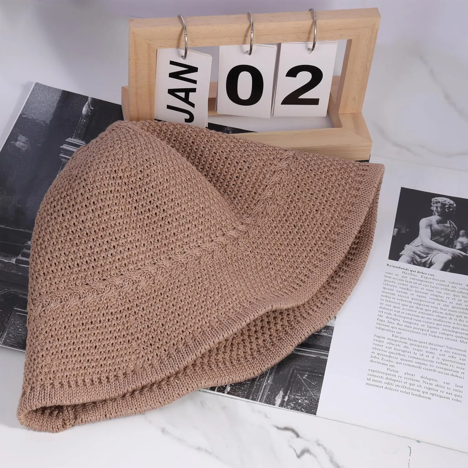 Khaki Mesh Woven Foldable Packable Crochet Beach Hats for Women Summer Hat, Floppy Wide Brim Hats for Women