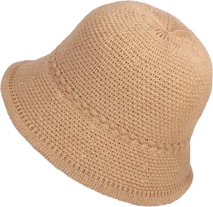 Khaki Mesh Woven Foldable Packable Crochet Beach Hats for Women Summer Hat, Floppy Wide Brim Hats for Women