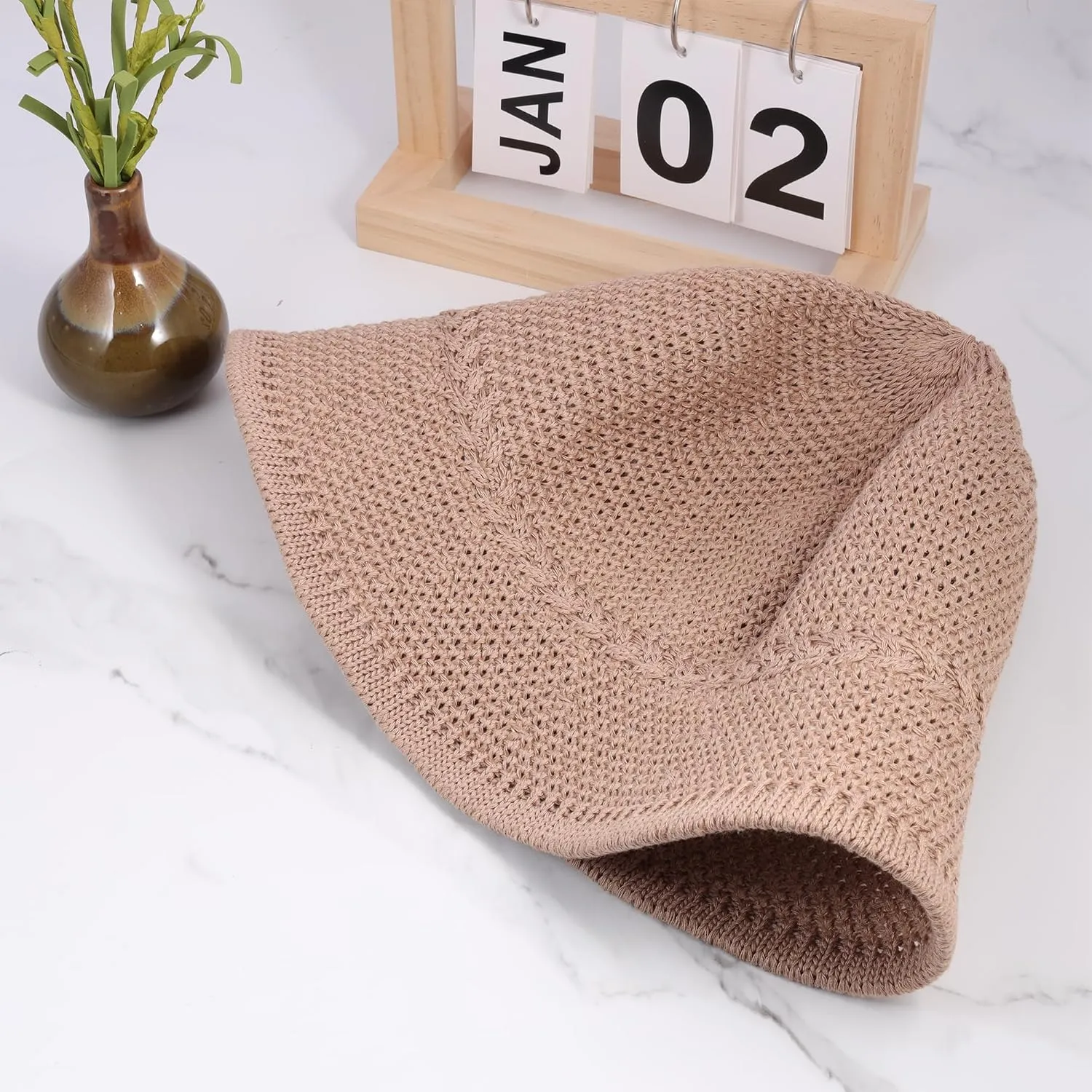 Khaki Mesh Woven Foldable Packable Crochet Beach Hats for Women Summer Hat, Floppy Wide Brim Hats for Women