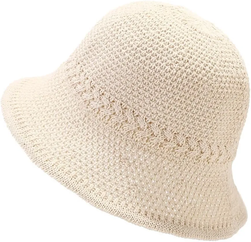 Khaki Mesh Woven Foldable Packable Crochet Beach Hats for Women Summer Hat, Floppy Wide Brim Hats for Women