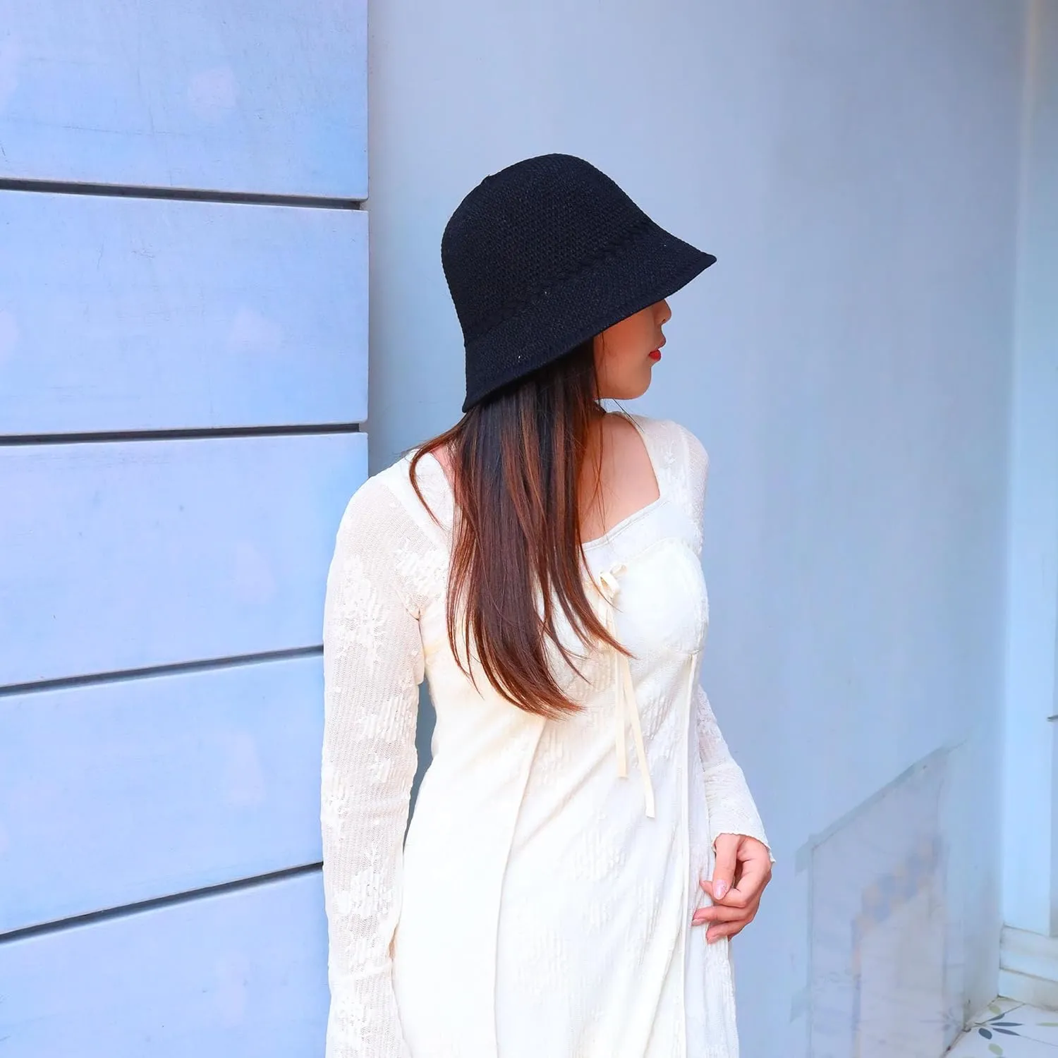 Khaki Mesh Woven Foldable Packable Crochet Beach Hats for Women Summer Hat, Floppy Wide Brim Hats for Women
